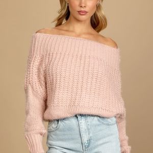 Eyelash Off Shoulder Knit Sweater